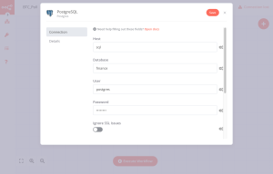 Creating the postgresql credential in n8n.